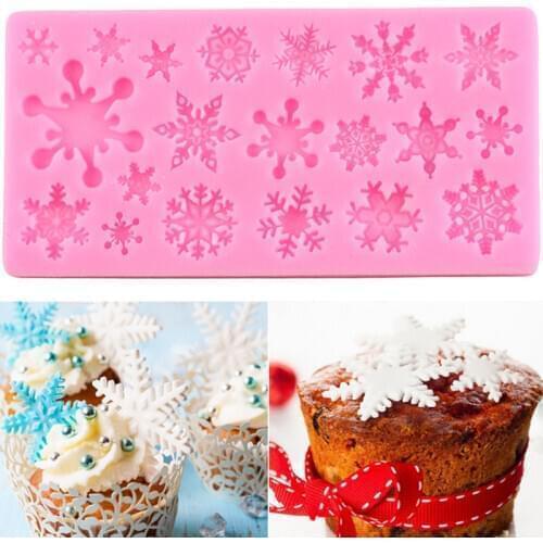 Christmas Snowflake Silicone Molds DIY Cupcake Topper Fondant Cake Decorating Tools Candy Polymer Clay Chocolate Gumpaste Moulds