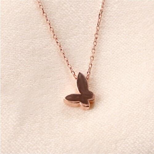 Rose Silver Butterfly Necklace