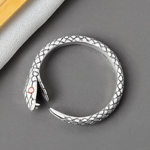 Three-Dimensional New Retro Punk Exaggerated Snake Ring Fashion Personality Snake Open Adjustable Ring Jewelry Ring for Girls