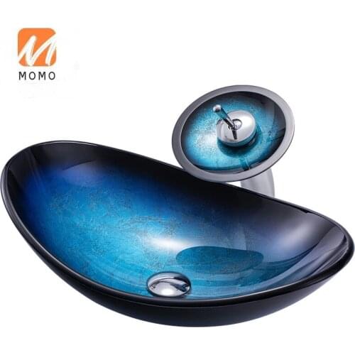 Counter Top Boat Shape Blue Easy Bathroom Sinks Sets Outdoor Handwashing Lavabo Wash Basin