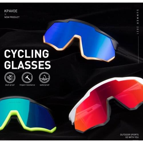 Kapvoe UV400 Cycling Glasses Eyewear Sport Eyewear Mirror Lens Outdoor Cycling Goggles Men Cycling Sunglasses MTB Bike Glasses