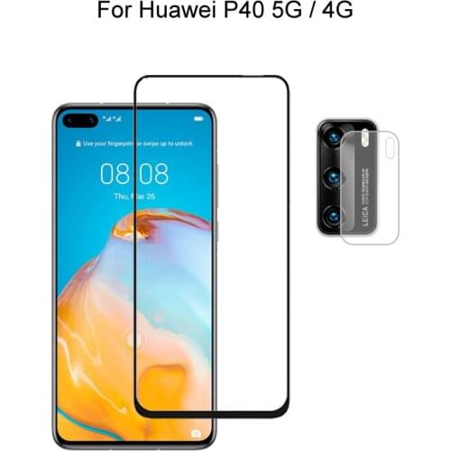 For Huawei P40 5G / 4G Screen Protector Protective Tempered Glass Full Cover Explosion Proof & Camera Lens Film
