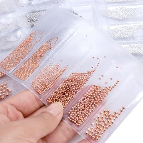 1 Pack 0.8-3mm Metal Nail Art Beads Nails Micro Caviar Stainless Steel Beads Nail Art Rhinestones Decoration Manicure DIY Tips