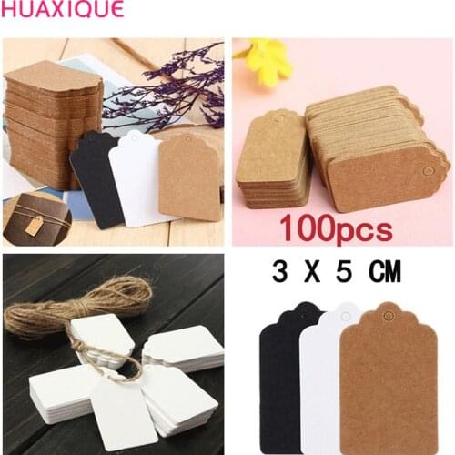 100 Pcs Blank Kraft Paper Hang Tags Wedding Party Favor Label Price Gift Cards Hot