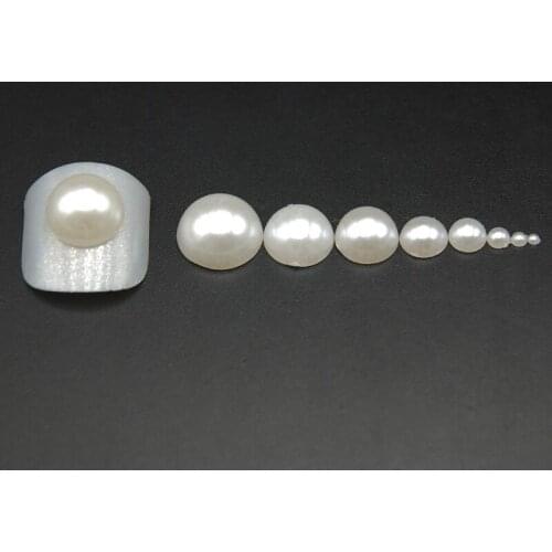 2mm 3mm 4mm 5mm 6mm Mixed size Fashion 100pcs/pack Ivory/White Half Round DIY Resin Flatback Nail Art Pearl For Nail Decoration