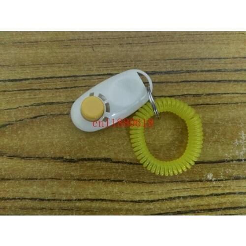 200pcs/lot Free Shipping clickers pet dog cat horse bird click obedience clicker Training Trainer with strap 10 colors
