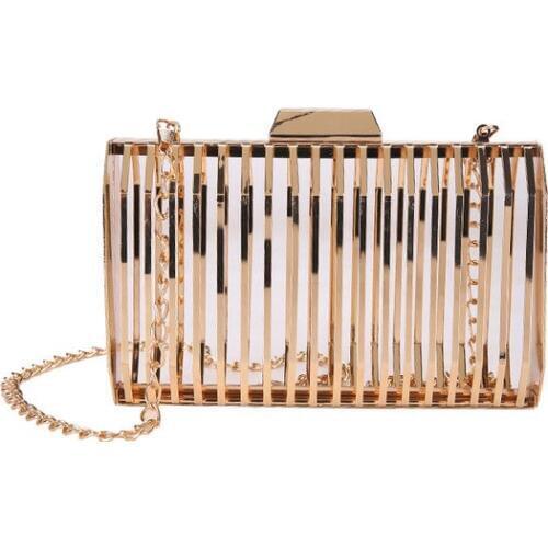 2019 Metallic Frame Shoulder Messenger Bag Women Hollow Out Crossbody Bag Wedding Party Purse Mini Evening Clutch Bag With Chain