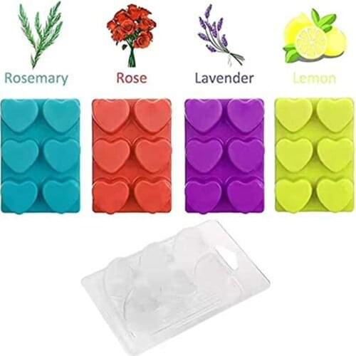 25 Packs Wax Melt Clamshells Molds Heart Shape , 6 Cavity Clear Plastic Cube Tray for Candle-Making & Soap