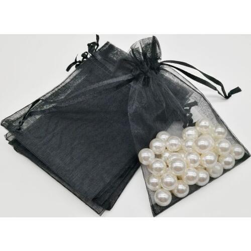 500pcs Organza-Bags Black Organza Gift Bags For Jewelry Packaging Display Christmas Wedding Jewelry Storage Drawstring Bag Diy