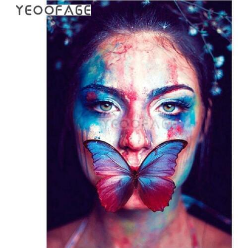 5D square Diamond Painting cross stitch Woman butterfly Mosaic Pictures of Rhinestones Home Decor DIY Diamond Embroidery Icons