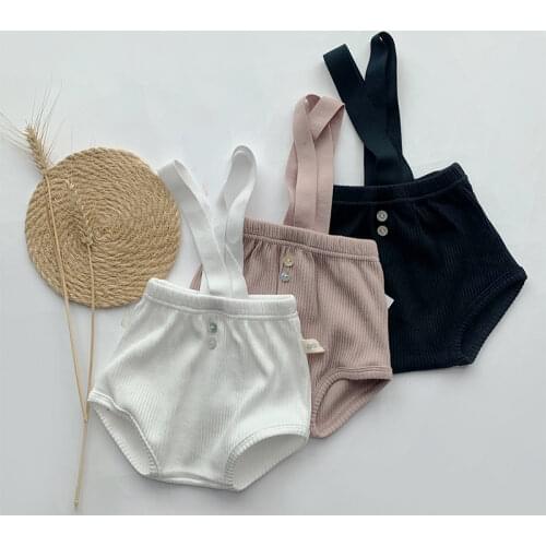 7897 Newborn Baby Clothes Baby Boy Suspender Pant Summer 2021 Cotton Suspenders Loose Casual Shorts Big V Pp Infant Girl Shorts