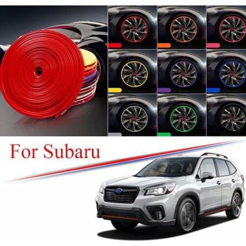 9 Colors Car Wheel Hub Rim for Subaru Forester Legacy Outback BRZ Edge Protector Ring Tire Strip Guard Rubber Decals 8M