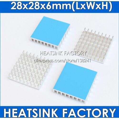 High Quality 5pcs/lot 28x28x6mm Aluminum Heatsink Heat Sink Radiator For Electronic Chip Cooling with Thermal Pad