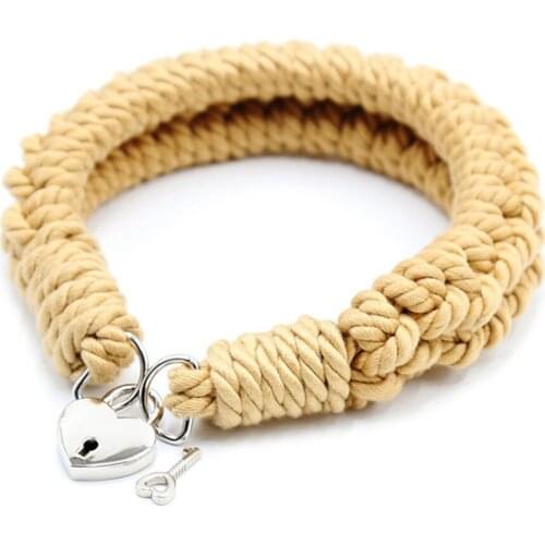 Bdsm Rope Neck Collar With Metal Lock Adult Slave Harness Bondage Wearble Collars Restraints Cosplay Sex Toys For Women Couples