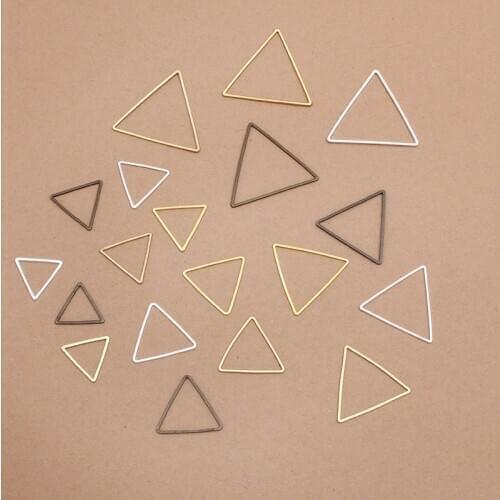 SEA MEW 100 PCS 24mm Metal Brass Triangle Connectors Gold Antique Bronze Silver Color Triangle Circle For Jewelry Making