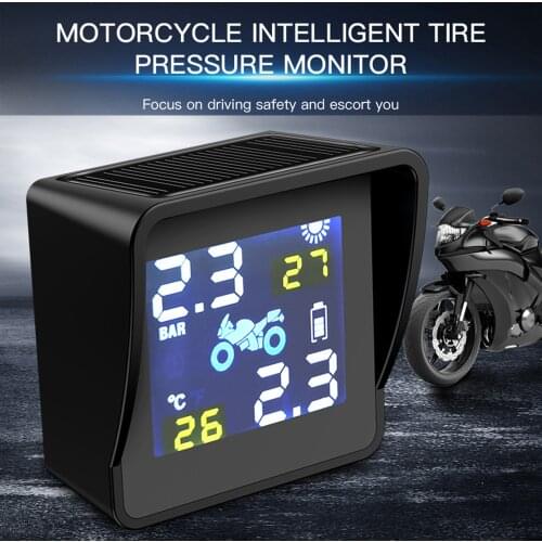 B68-1 LCD Motorcycle TPMS Tyre Pressure Monitoring System USB Solar Power Digital Tire Pressure Sensors Motorcycle Alarm Systems