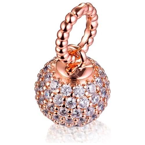 CKK Fits Pandora Bracelet Pave Ball Pendant for Jewelry Making Charms Silver 925 Original Bead