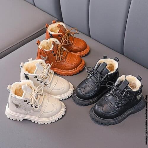 Kids Martin Boots Boys Shoes Autumn Winter Leather Children Boots Fashion Toddler Girls Boots Warm Winter Boots Kids Snow Shoes