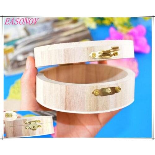 EASONOV new Chic High-grade small wooden box Craft Jewelry Round shape Box Storage DIY Wooden Decoration