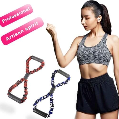 Latex 8 Word Fitness Yoga Resistance Rubber Bands Fitness Elastic Band Fitness Equipment Expander Workout Gym Exercise Training