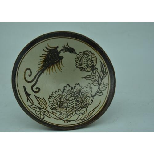 Antique SongDynasty porcelain bowl, CJ ZHOU KILN,flowers&Phoenix bowl,Hand-painted crafts,Collection&Adornment,Free shipping
