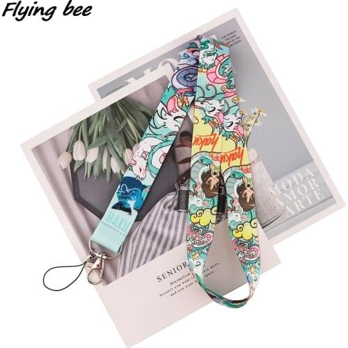 Flyingbee White Dragon Anime Girl Neck Strap Lanyards ID Badge Card Holder Keychain Phone Gym Strap Webbing Necklace Gift X1712