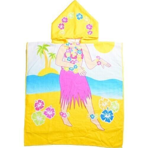 New Korean Childrens Baby Bathrobe Cartoon Print Hooded Bath Towel Microfiber Printed Shawl Cloak Cloak Over Three Years Old