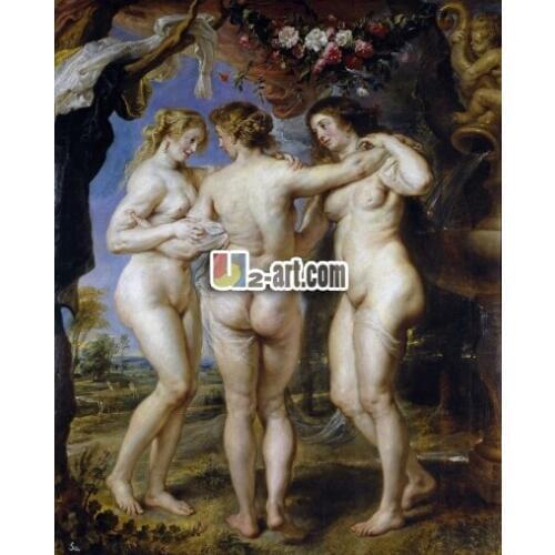 Famous art oil painting reproduct as canvas prints beautiful artwork picture three graces rubens Figure-239 Free shipping