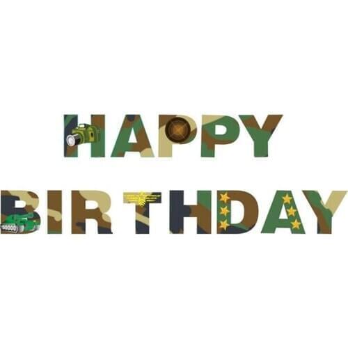 Camouflage Birthday Banner Party Decoration Camo Hero Army Soldier Birthday Party Bunting Banner Military Birthday Party Supply