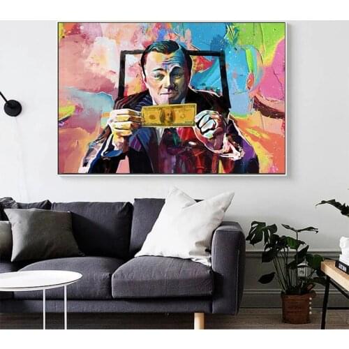 The Wolf of Wall Street Leonardo DiCaprio Money Canvas Painting Art Poster and Print for Living Room Decoration Unframed