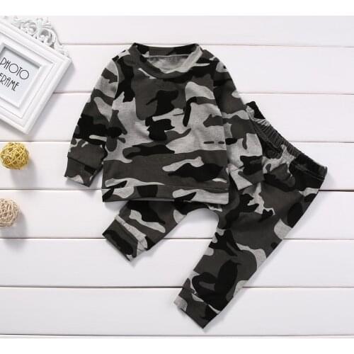 Newborn Baby Boy Girl Clothes Set T-shirt Long Pants Camouflage Costumes Little girl boy clothing Winter baby clothing