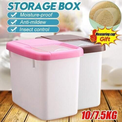 7.5/10KG Rice Storage Box Sealed Moistureproof Large Capacity Grain Flour Container Kitchen Rice Storage Box With Measuring Cup