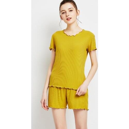 Summer silk modal short-sleeved shorts three pants ladies home clothing pajamas set