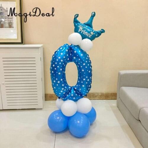 MagiDeal All Numbers Crown Balloons Column Set Happy Birthday Wedding Party Decor Number 0-9