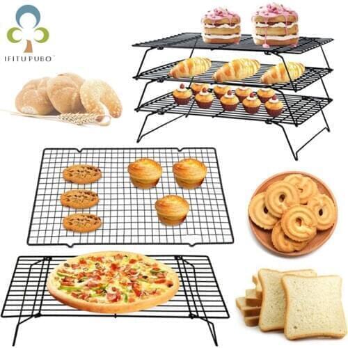 1/2pcs Nonstick Metal Cake Cooling Grid Rack Net Cookies Biscuits Bread Muffins Drying Stand Holder Kitchen Baking Tray Tool ZXH
