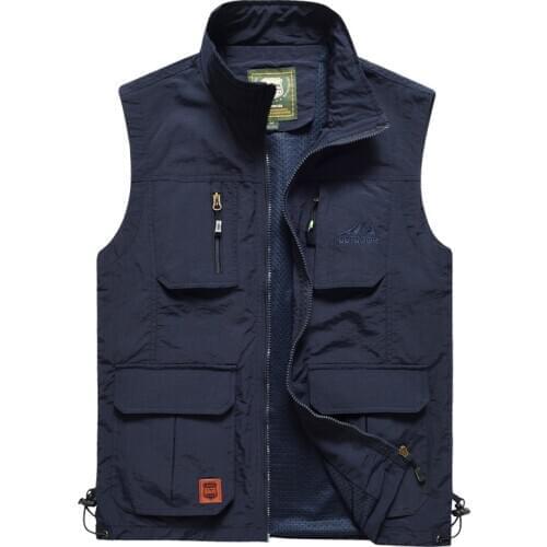 Mens Outdoor Casual Vest Spring Summer Multi-pockets Tactical Waistcoat Large Size S-5XL Hiking Fishing Sleeveless Jackets
