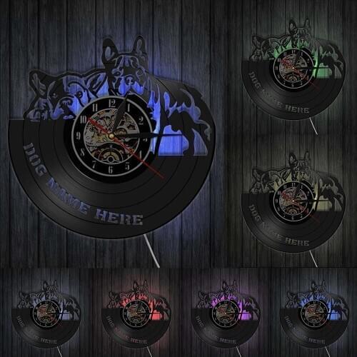 Made Of Vinyl Record Modern French Bulldog Couple Wall Art Home Decor Wall Clock Puppy Dog Wall Clock Dog Breed Dog Owners Gift