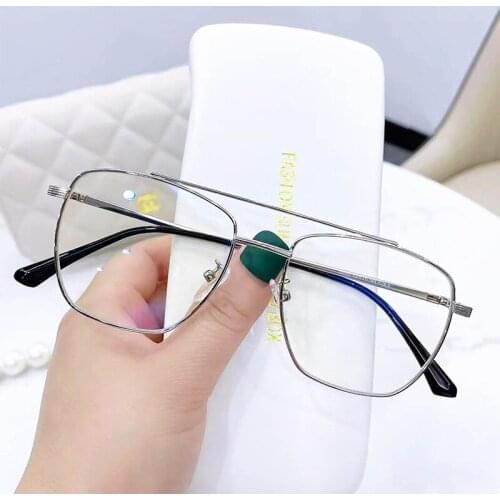 Pilot Double Bridge Anti Blue Light Glasses Men Women Vintage Computer Fake Clear Glasses square glasses frame
