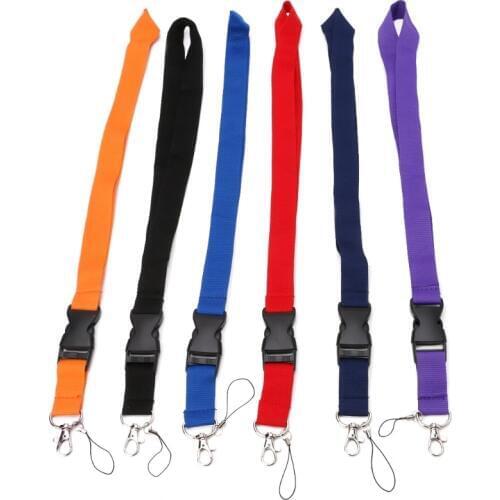ONE Color Black Blank Plain Key Lanyard Badge ID Holders Phone Neck Straps