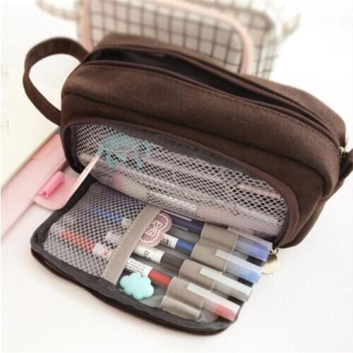 Solid Pencil Bag Simplicity Large Capacity Pencil Storage Bag Cute Student High Capacity Pencil Case Kawaii School Supplies