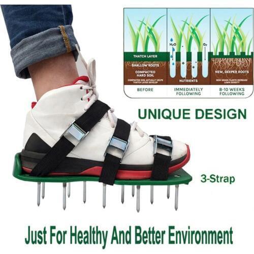 A Pair Lawn Aerator Shoes Sandals Grass Spikes Nail Cultivator Yard Garden Tool Free Ship