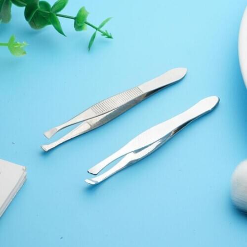 1PCS Eyebrow Hair Tweezers Stainless Steel Professional Eyebrow Hair Removal Tweezer Flat Tip Tool Convenient Small No Rust
