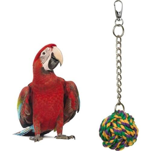 Bird Parrot Cotton Rope Chain Ball Hanging Cage Decor Pet Climbing Chew Toy Bird accessories