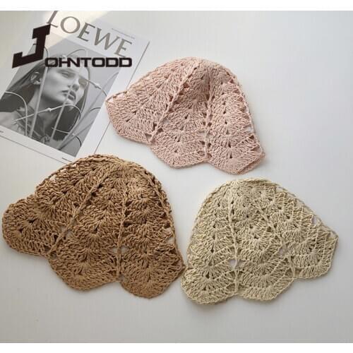 New style sun hat ladies wide brim fluffy summer hat beach Panama straw bowler hat Femme sun hat hollow wide brim hat cap