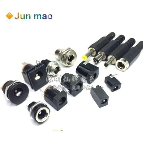 10pcs male and female DC Power plug 5.5*2.1MM 5.5*2.5MM 3.5*1.35MM 5.5*2.1 Jack Adapter Connector Plug Golden DC-022B DC-025M
