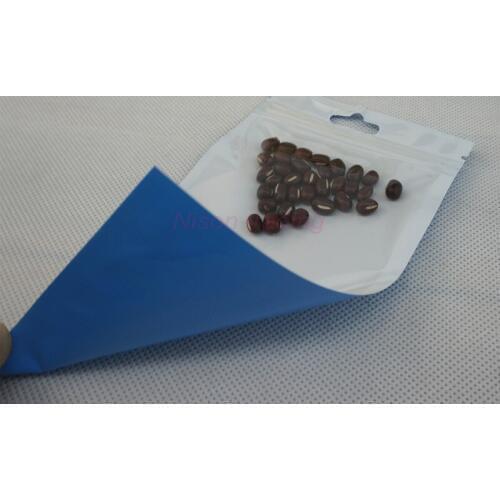 9x16cm Blue Zipper Sealable Packaging Pouch, 100 X Front Translucent BOPP Pearl Film Ziplock Bag, Pearlised Food Storage Sack