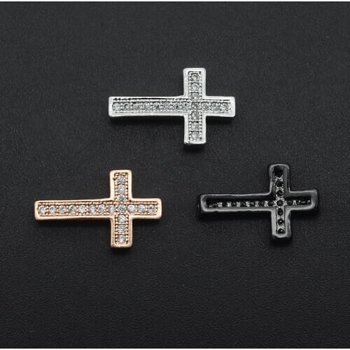 10x16mm 100% CZ Zircon DIY Jewelry Cross Bead Connectors Charm Wholesale Fashion Jewelry Accessories Bulk Order Discounts