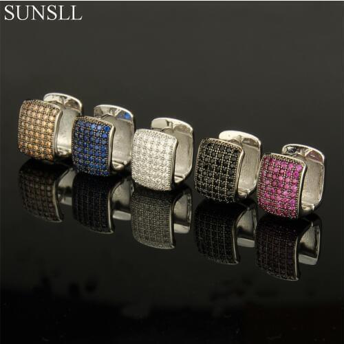 SUNSLL Copper Square Multi-color Cubic Zirconia Trendy Hoop Earrings Womens Fashion Party Jewelry CZ Brincos