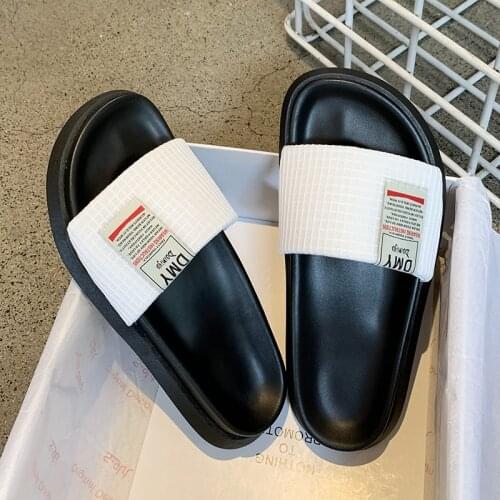 Mujer Summer Slip On Concise Ins Style Chunky Heel Thick Bottom Platform Shoes Outdoor Leisure Beach Comfortable Slippers Female