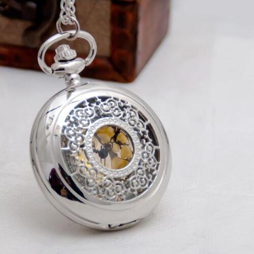 Vintage Fashion quartz silver gold surface Hollow out pendant woman gift Necklace pocket watches
